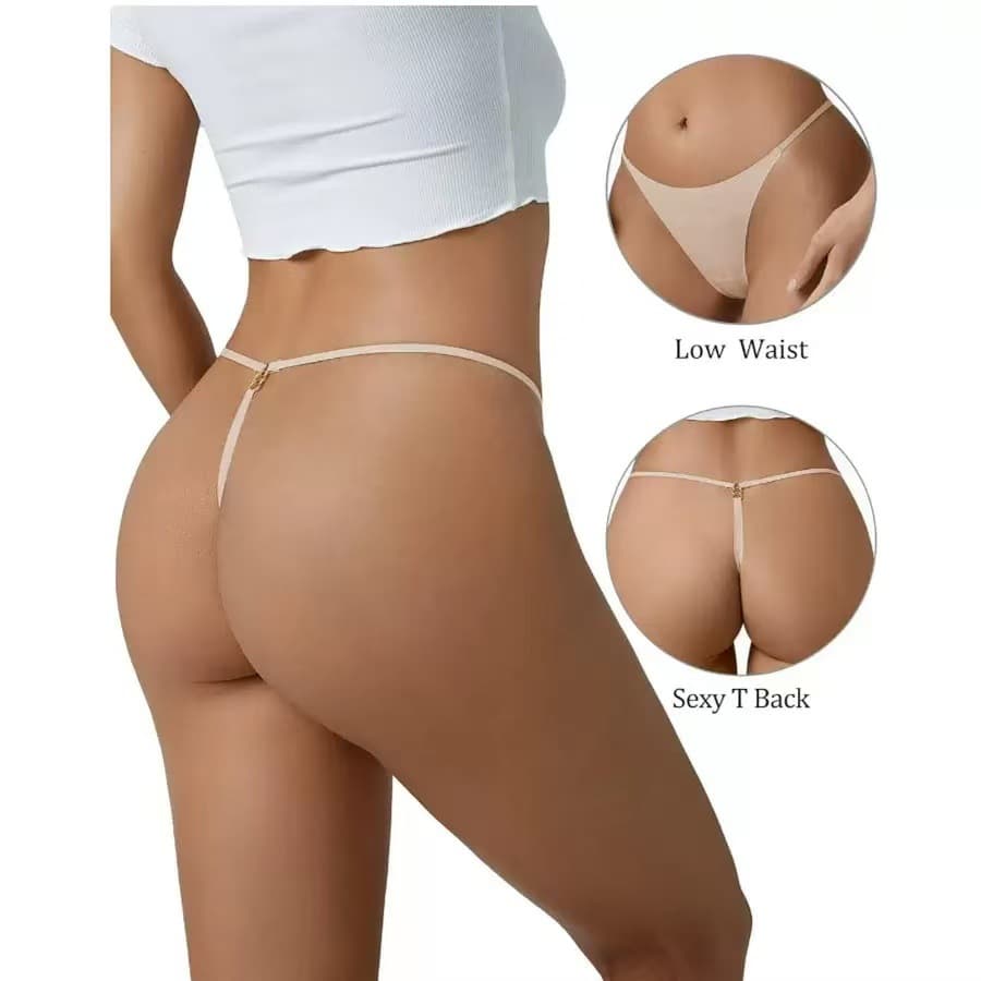 Seamless Thong Underwear for Cross-Border EU/US Market, Sexy Thin Strap Ring Buckle T-Back, Youth Fitness Panties, One-Piece Women's Underwear