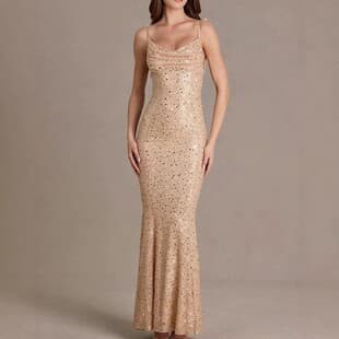 2026 European and American Cross-border Socialite Style Dress with Sequins and Beaded Tubes, Spaghetti Strap Mermaid Gown, Backless Slim-fit Long Dress for Banquet Party