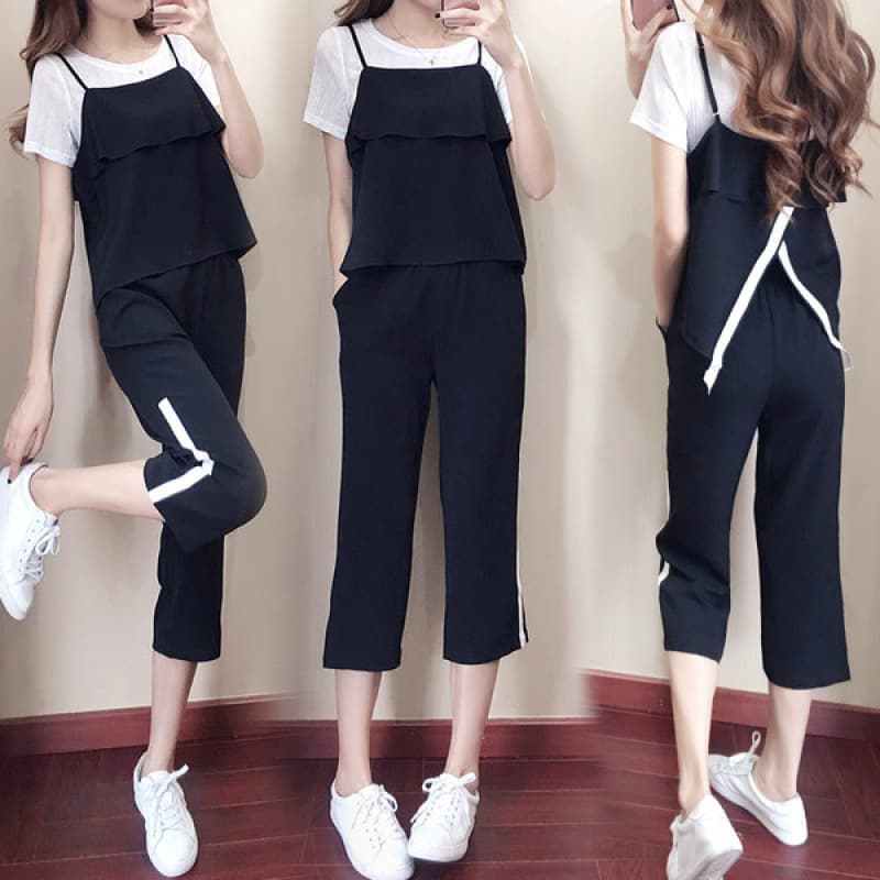 Three-piece plus size women's 2026 autumn suit new Korean style summer wide-leg pants with temperament, fashion and style for celebrities