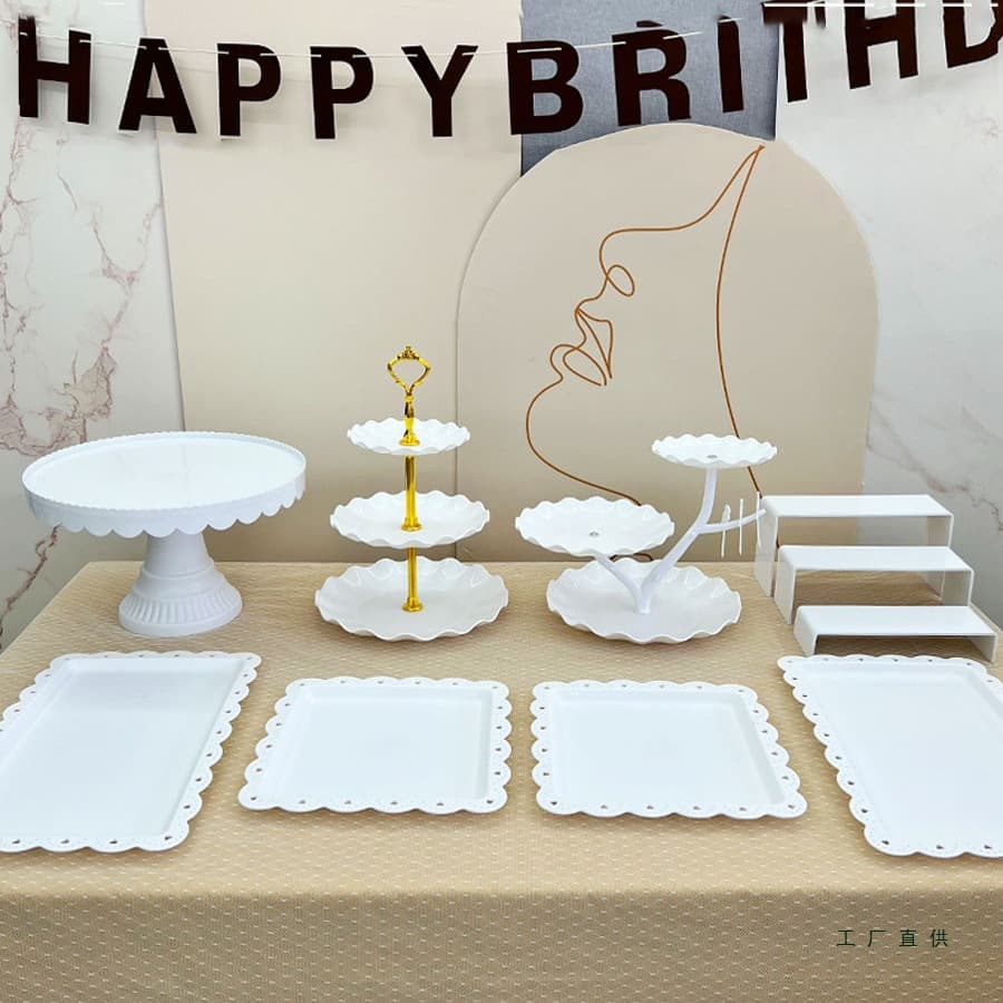 Decorative Dessert Stand Display Rack High-Foot Cake Tray Pastry Platter Multi-Tier Snack Holder