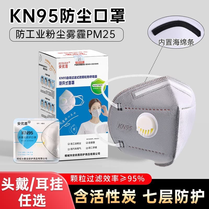 KN95 Protective Mask with Valve, Activated Carbon for Industrial Dust, Wholesale Welder Welding Headband Industrial Dust Protection