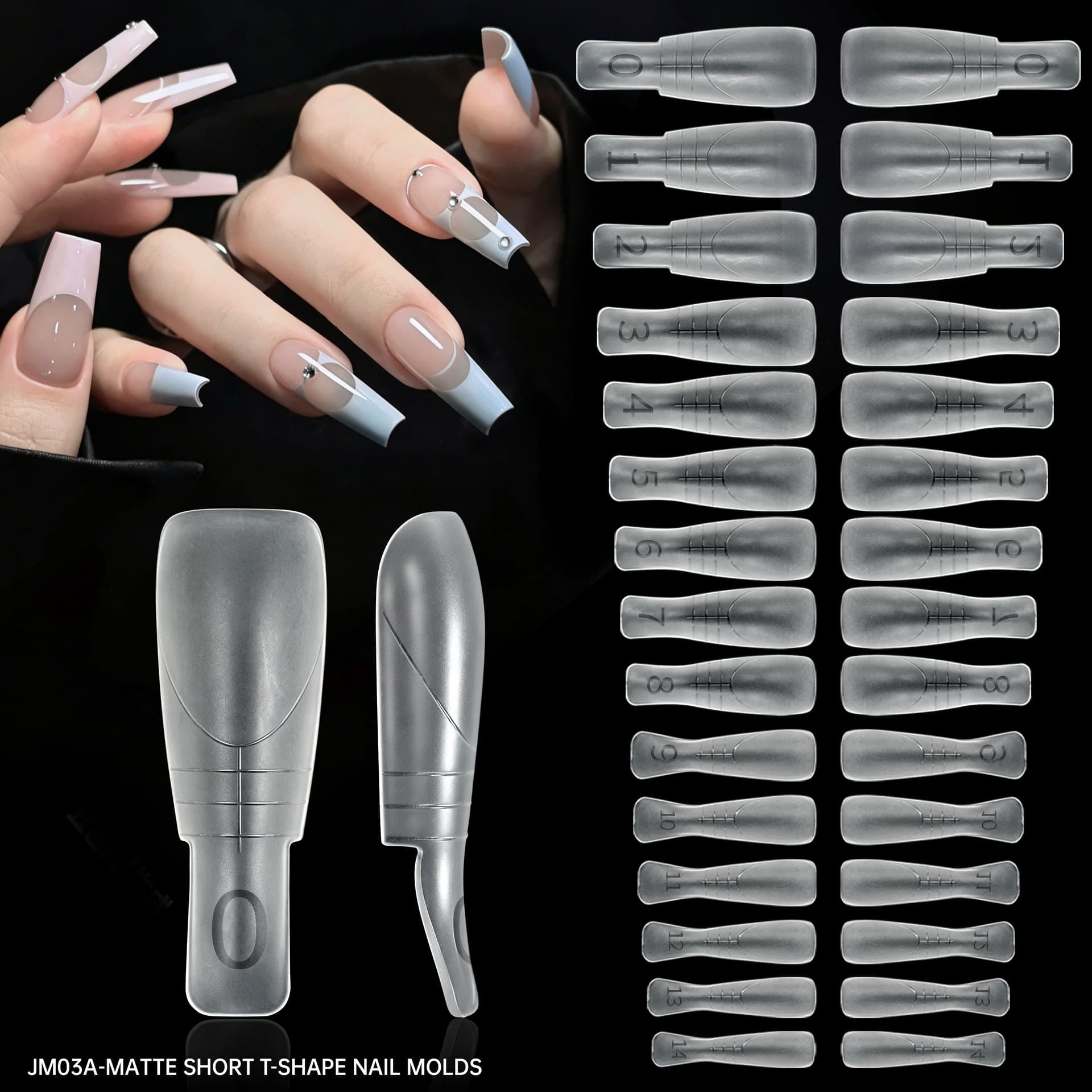 Matte short trapezoid with scale lines to quickly extend the nail film phototherapy adhesive paper holder to shape the nail film without constructing the mold