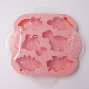 New DIY Platinum 6-Cavity Silicone Dinosaur Rice Cake Mold Cake Mold Baby Food Supplement Mold Baking Tool Homemade