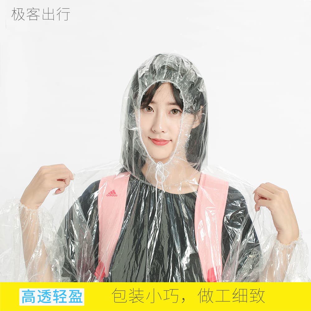 High-Quality Backpack Cuff Elastic Windproof Cycling Raincoat Fishing Outdoor PE Transparent Disposable Pullover