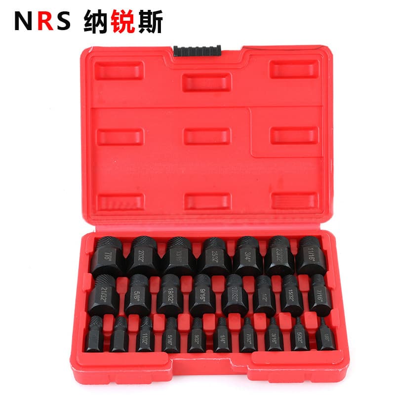 10-Piece Screw Extractor Set 25pc Imperial Damaged Stripped Screw Remover Hex Bolt Removal