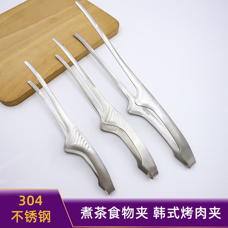304 Stainless Steel Korean BBQ Tongs Bread Tongs Multi-Function Stainless Steel Food Clips