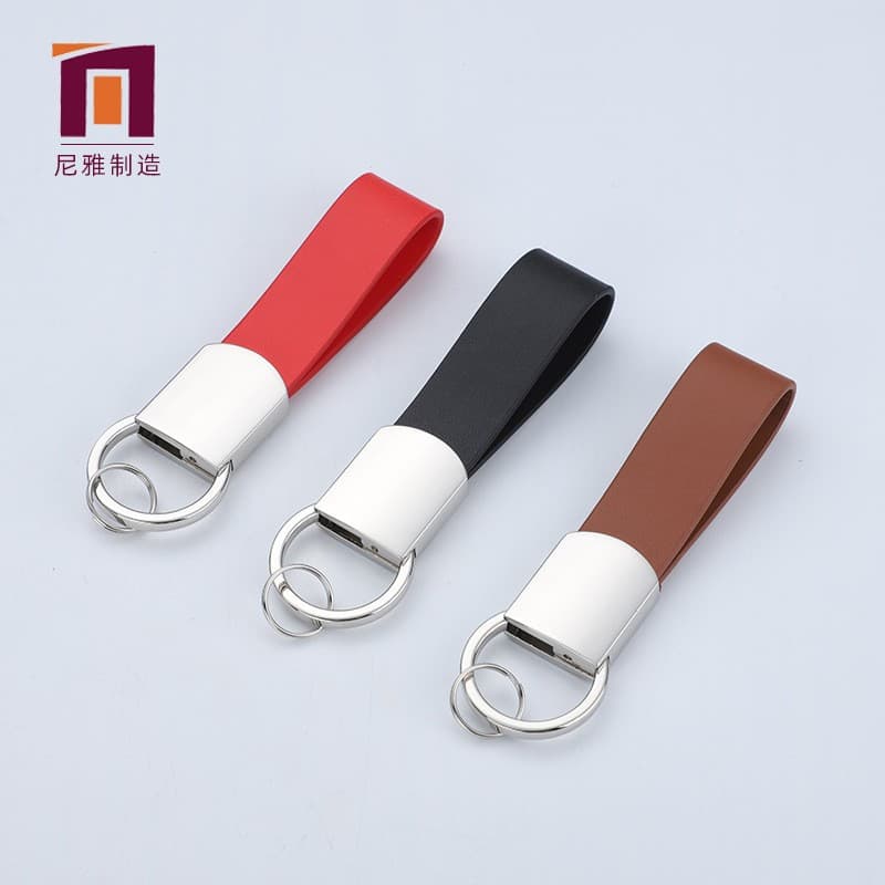 PU Leather Metal Keychain Leather Car Key Chain Custom Logo Small Gift Keychain Logo Processing