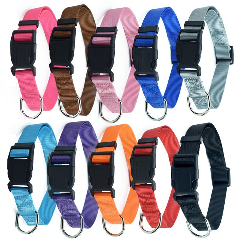 Cross-border Adjustable Solid Nylon Dog Collar Pet Supplies Wholesale