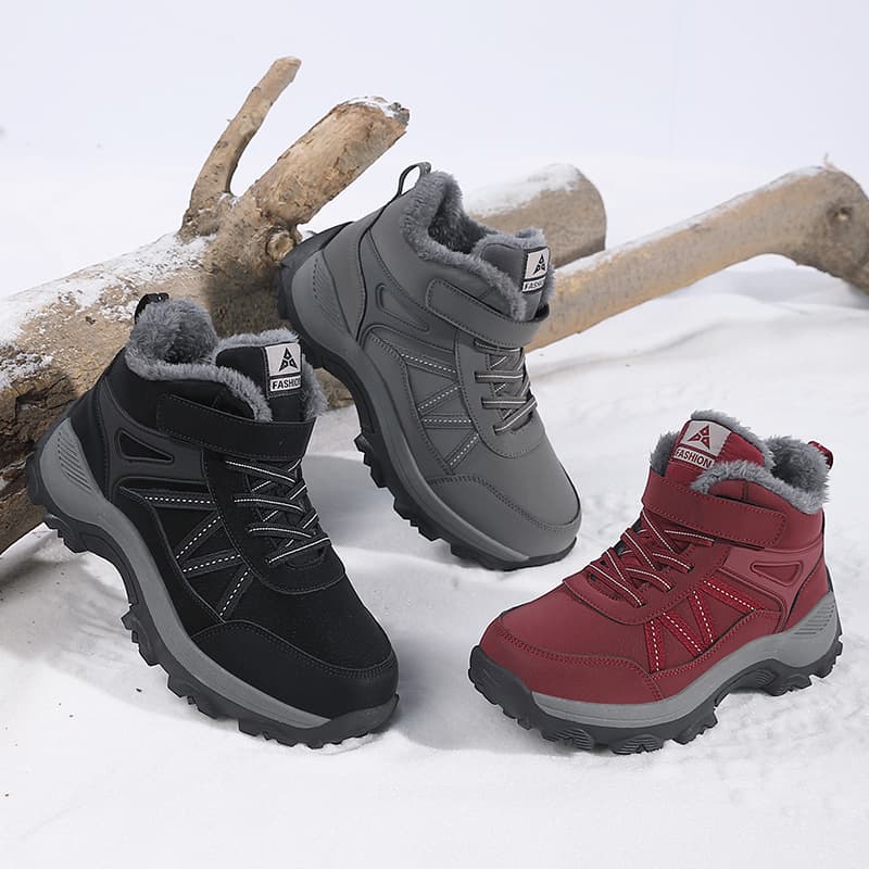 Autumn and winter fleece-lined walking shoes for middle-aged and elderly men and women, round toe, cotton-padded warm shoes, cross-border plus size, in stock.