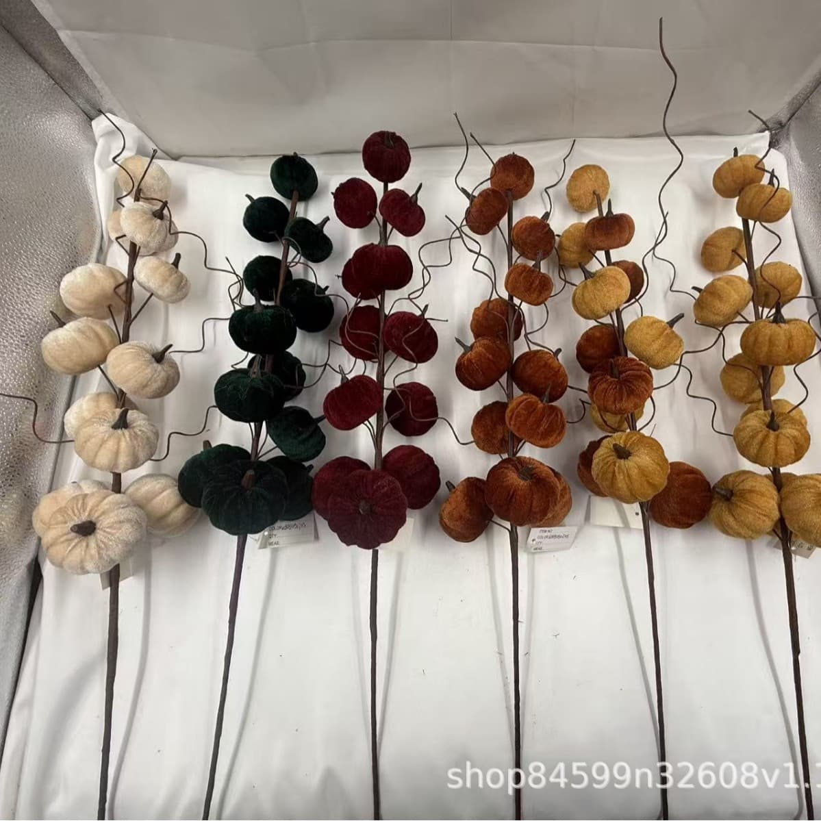 Autumn Flannel Pumpkin Bunch Thanksgiving Halloween Decoration Home Ornament Photography Prop Artificial Pumpkin Stems