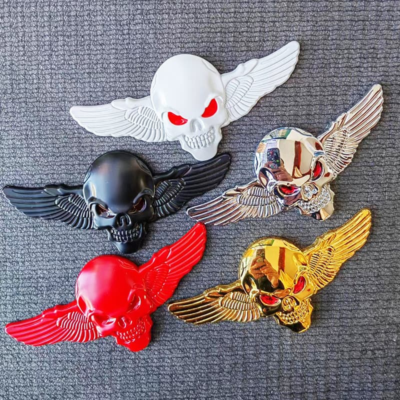 Skull angel wings three-dimensional car sticker personalized car logo car metal sticker logo