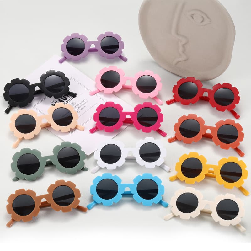 Cute sunflower sunglasses for children, outdoor sun protection, European and American style, street style, cross-border eyewear