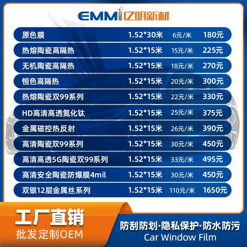 Automotive Heat Insulation Film Sun Film Wholesale Export Anti-Explosion Film Glass Film Window Film Ceramic Metal Film Factory