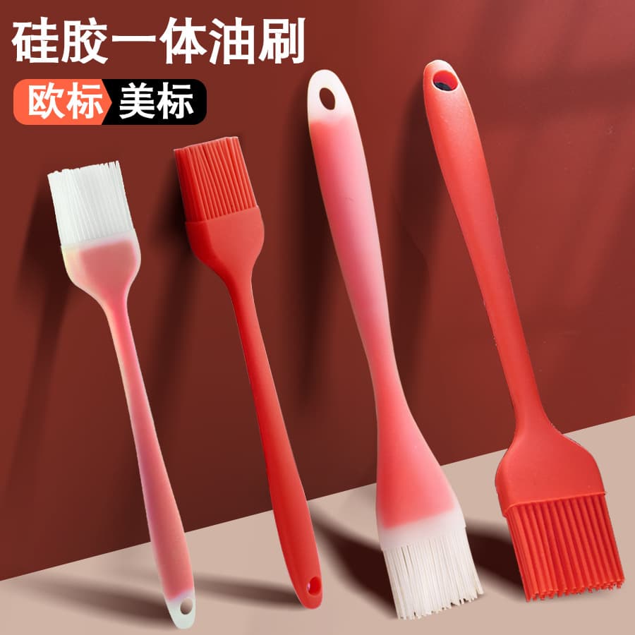 Cross-border ready stock, various sizes silicone oil brush integrated barbecue brush, kitchen soy sauce brush, condiment brush, home baking utensil
