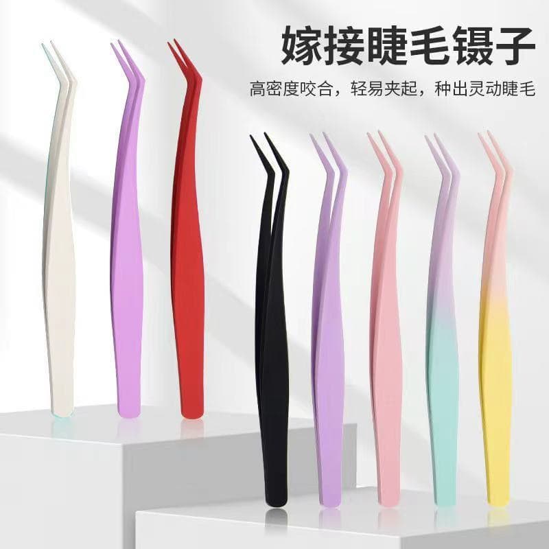 Wholesale Stock Glue-Free False Eyelash Tweezers Professional Eyelash Extension Gold Feather Clip Non-Stick Tweezers for Beginners