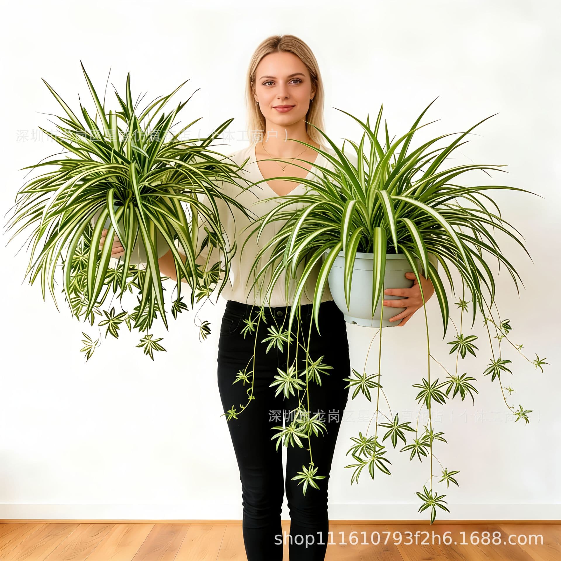 Cross-border Fabric Spider Plant Green Potted Plant Large Indoor Decorative Flower Arrangement Living Room Floor Tree Artificial Plant
