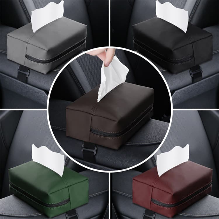 Cross-Border Nappa Leather Car Tissue Holder Armrest Tissue Bag Universal Car-Mounted Tissue Box Car Interior Supplies