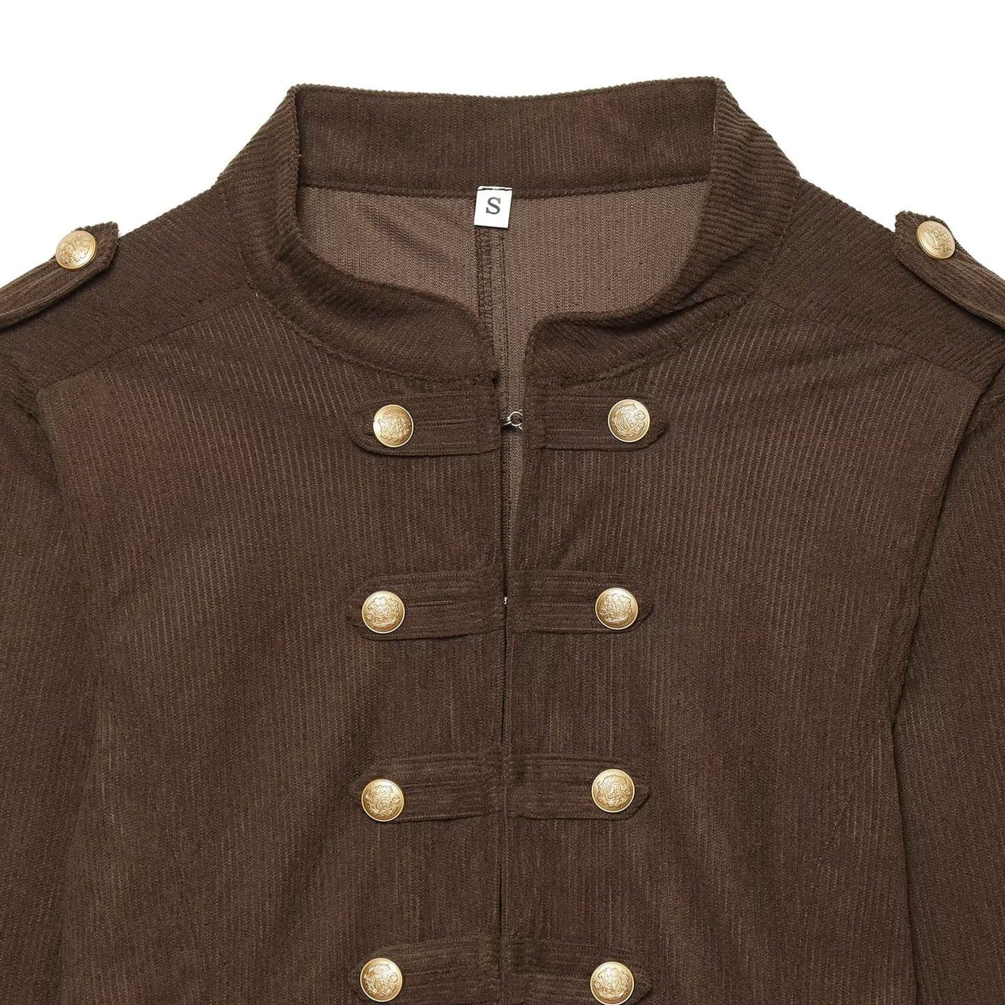ZA Wholesale for Export, European & American Style Women's Fashion, Vintage Napoleonic Button Corduroy Slim Fit Jacket with Structured Shoulders