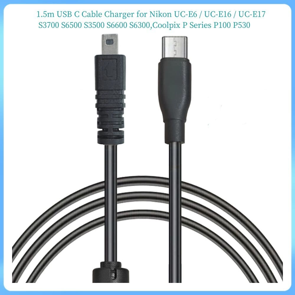 Type-C USB C Digital Camera Charging Cable for Sony Nikon Sanyo UC-E6