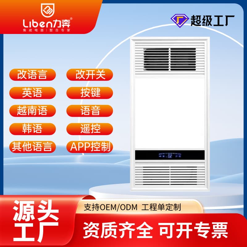 Custom Air Heater Bath Heater Lighting Exhaust Fan All-in-one OEM Private Label Packaging Change Language Integrated Ceiling Warm Air Blower