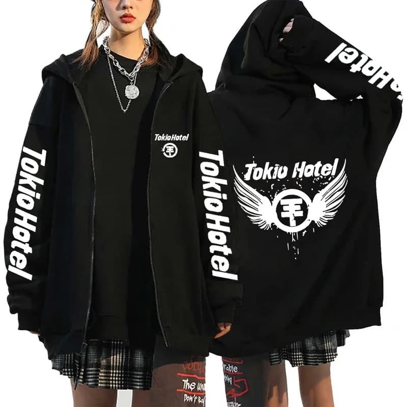 【Cross-border EU Size】Tokio Hotel Hoodie Men Women Harajuku Zip Up