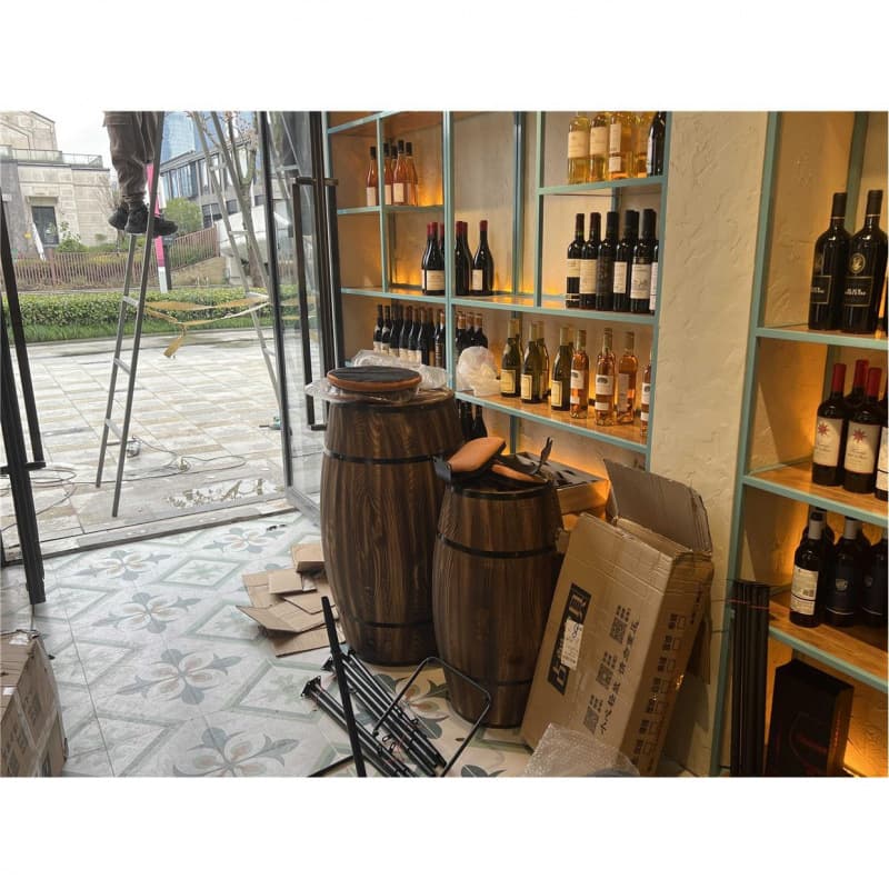 Display Oak Barrel Solid Wood Ornament, Wooden Barrel Bar Wine Cellar Decoration Red Oak Beer Barrel Wedding Photography Prop
