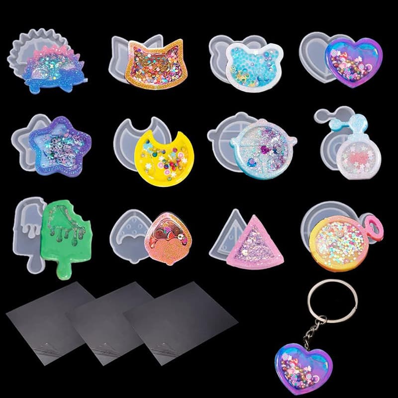 Resin Epoxy DIY Crystal Glue Mold Flowing Sand Love Planet Watermelon Ornament Keychain Mold
