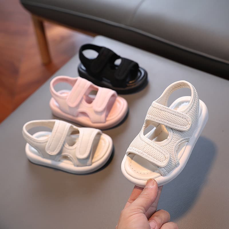 Summer new sandals, children's soft-soled sandals, cloth-covered comfortable home sandals and slippers, Korean version solid color boys' beach shoes