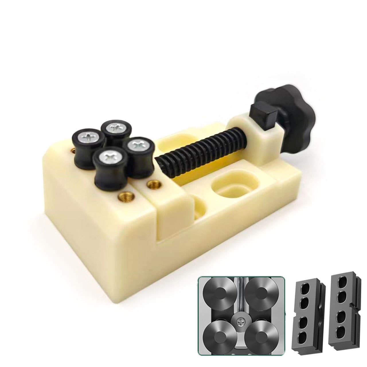 Flat Jaw Bench Vise 8-Hole Table Clamp Mini Small Vise for Crafts, Bodhi Walnut Printing Fixture, Holding Tool