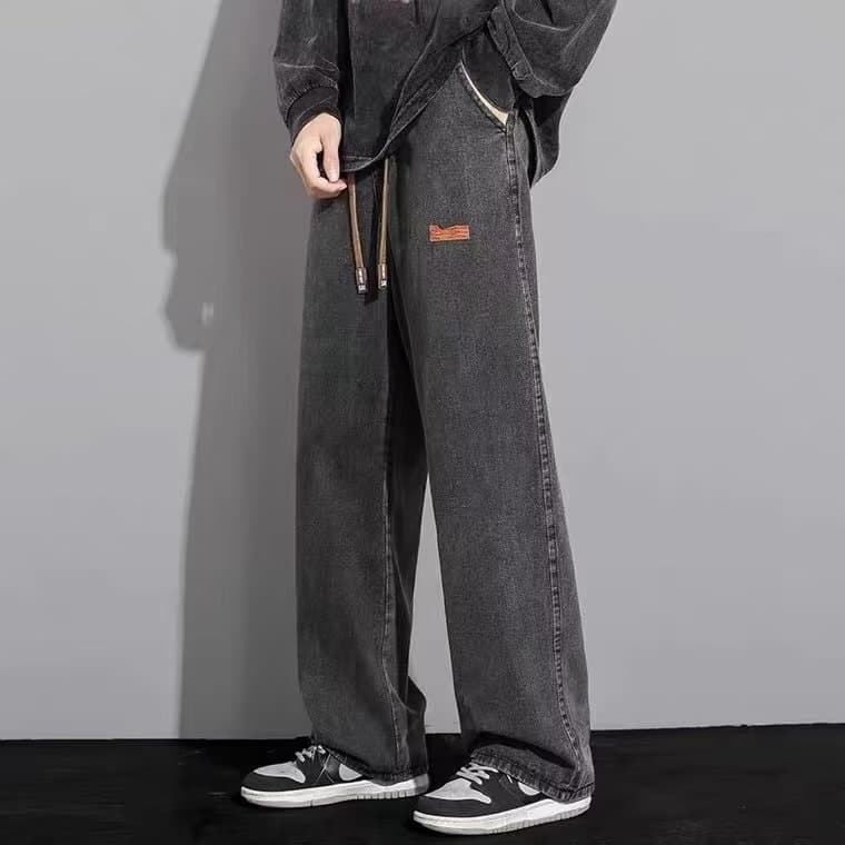 American jeans for men 2026 new style drawstring drape loose retro straight casual trendy brand versatile wide leg pants