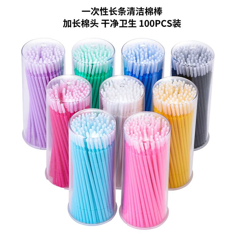 Long Stick Barrel Eyelash Extension Cotton Swab Removal Cleaning Stick Long Head Cotton Swab Makeup Eyelash Tool