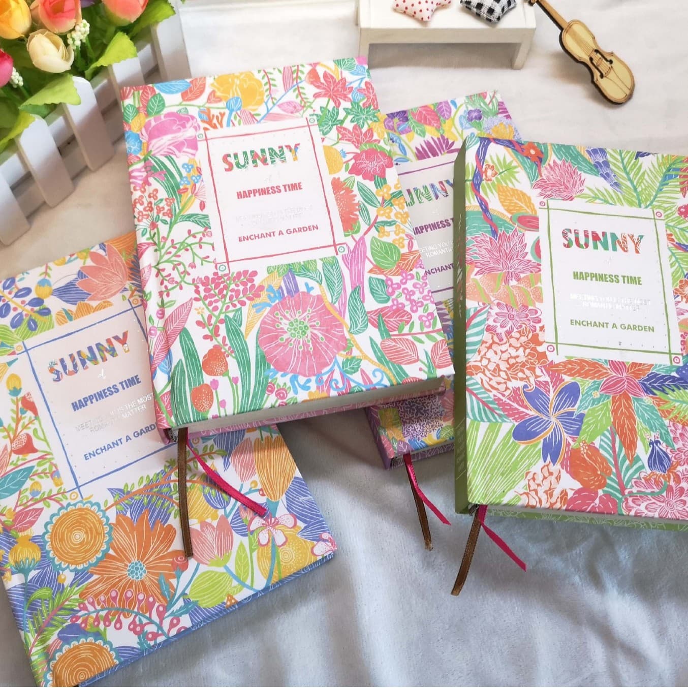 Japanese and Korean new notebook stationery, small flower coloring pages, hardcover, notebook, printed secret garden
