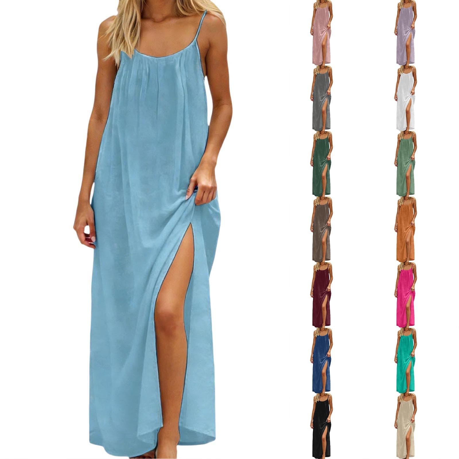 Ice Silk Linen Bestseller Dress Plus Size Women's Fashion Sexy Patchwork Amazon AliExpress Long Dress All In Stock