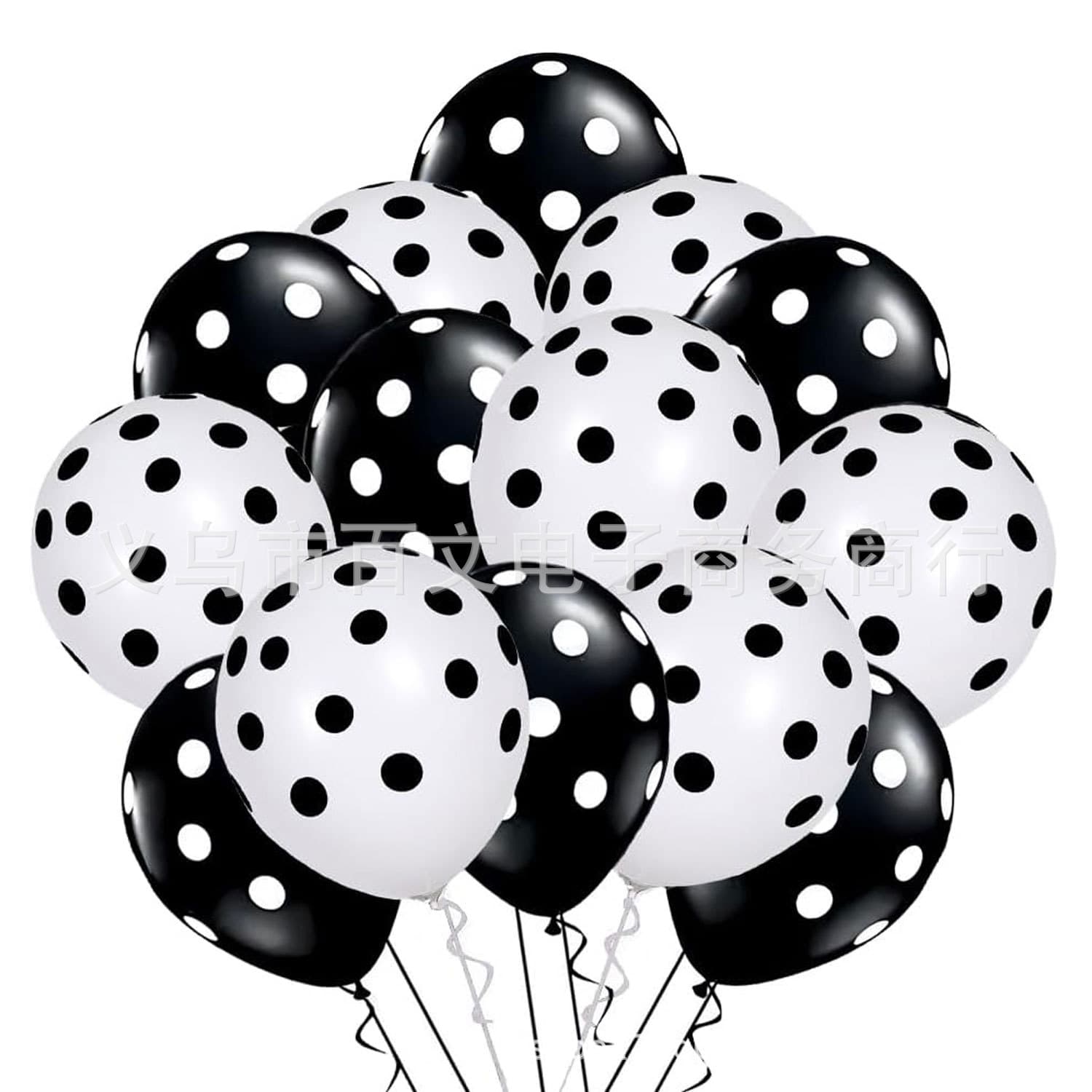 Cross-border 50PC Birthday Decoration Supplies Single Graduation Season Black White 12-inch Polka Dot Balloon Set
