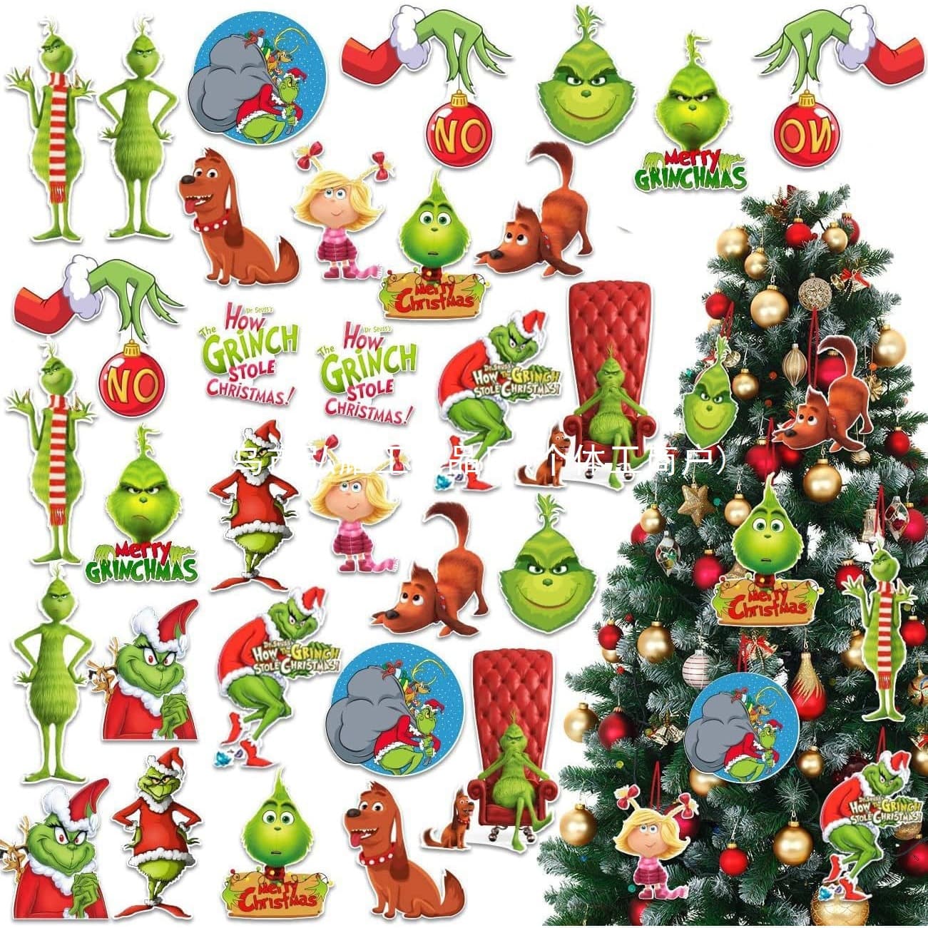 Cross-Border Christmas Decoration Set Grinch Hanging Christmas Tree Ornament Winter Green Gnome Theme Christmas