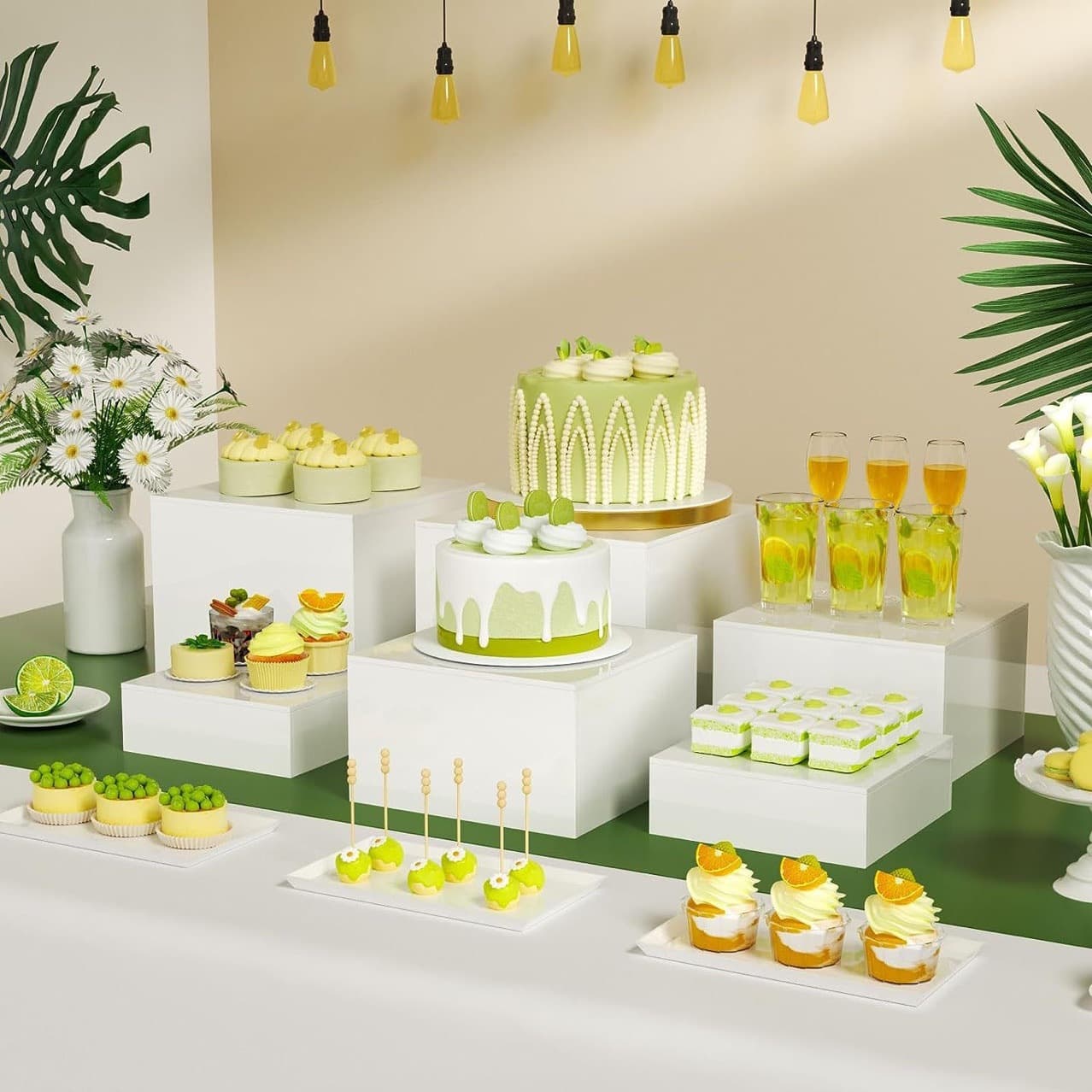 Tea Break Decor Banquet Setup Stand Cake Shop Wedding Dessert Table White Dessert Table White Acrylic Display Stand