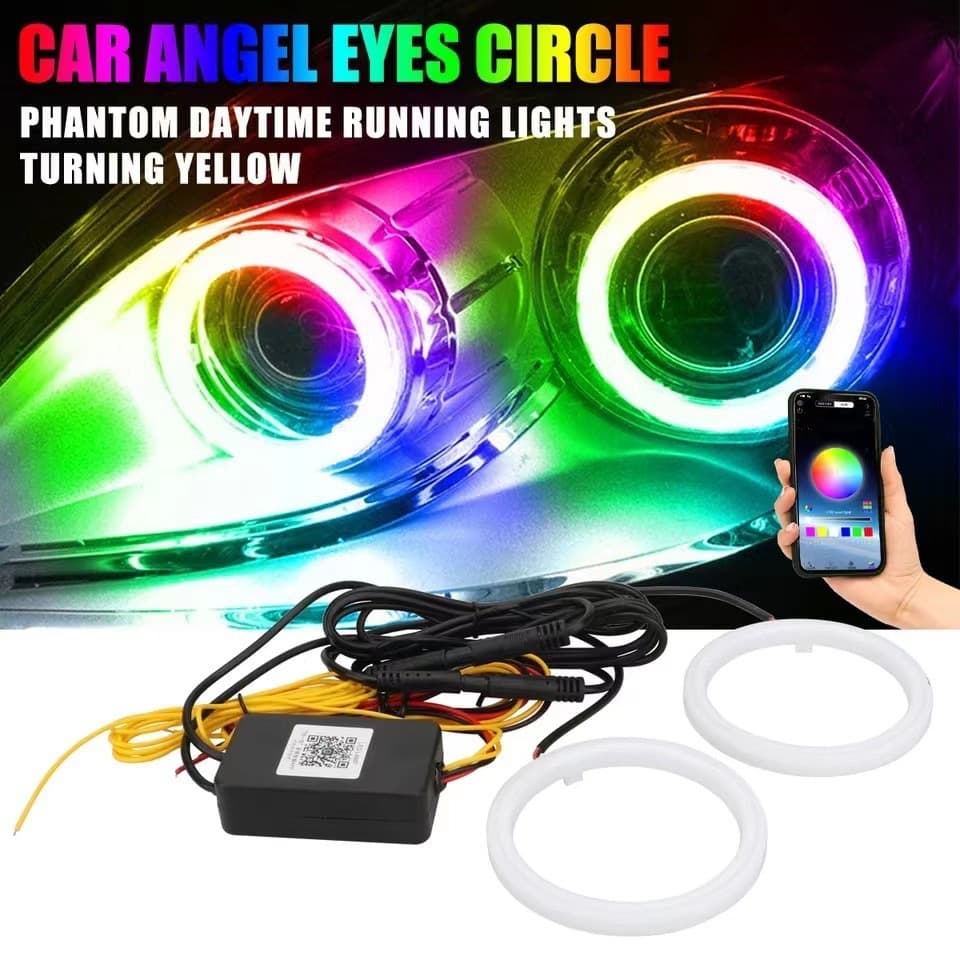 Car Modification Colorful LED Angel Eye Ring APP Control RGB Daytime Running Light Headlight Halo Ring Universal