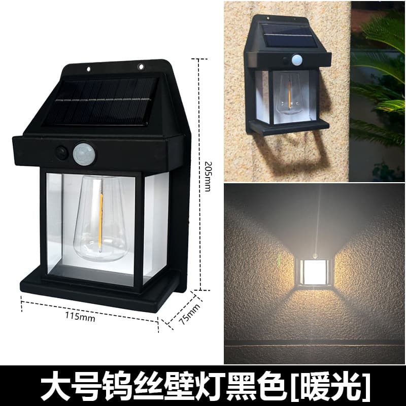 New Solar Wall Light Outdoor Decorative Garden Courtyard Home Waterproof Tungsten Filament Wall Lamp Outdoor Decorative Fence Light