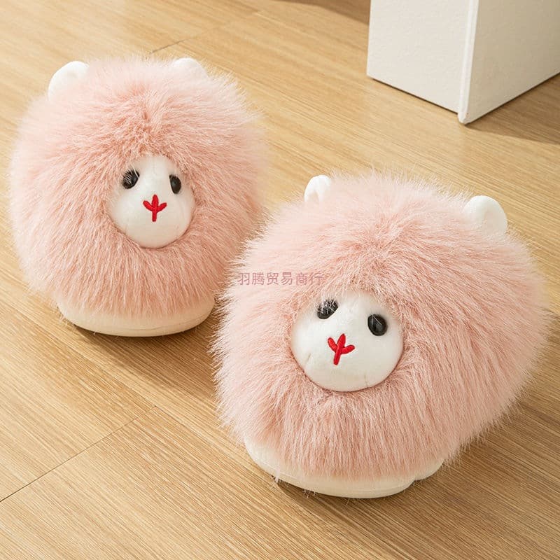2025 Autumn/Winter Women's Anti-slip Warm Thick-Soled Couple-style Cartoon Cute Cotton Slippers for Student Dorms