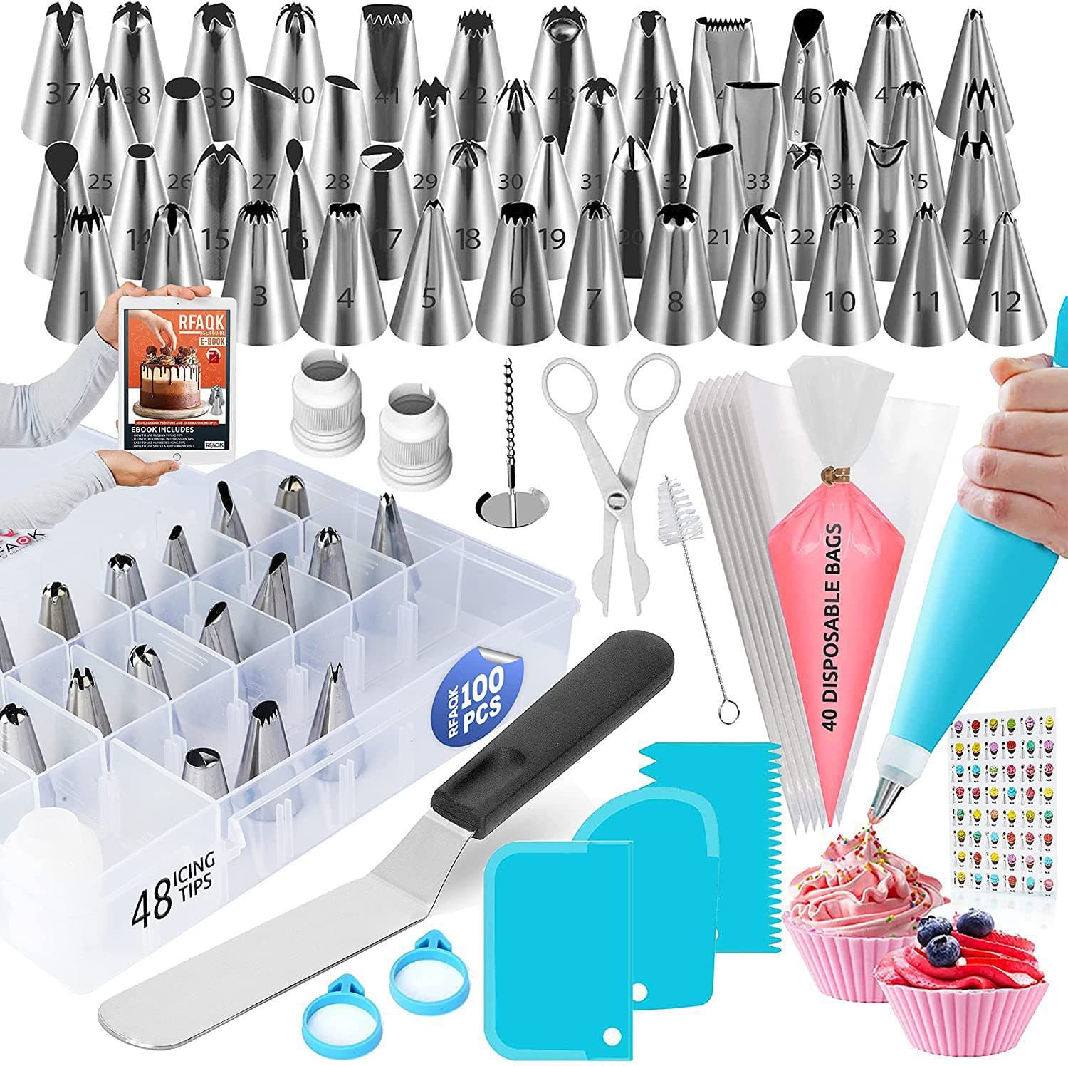 Amazon Direct Supply 100-Piece Cake Decorating Nozzle Set Baking Cream Nozzle Cake Decoration Tool