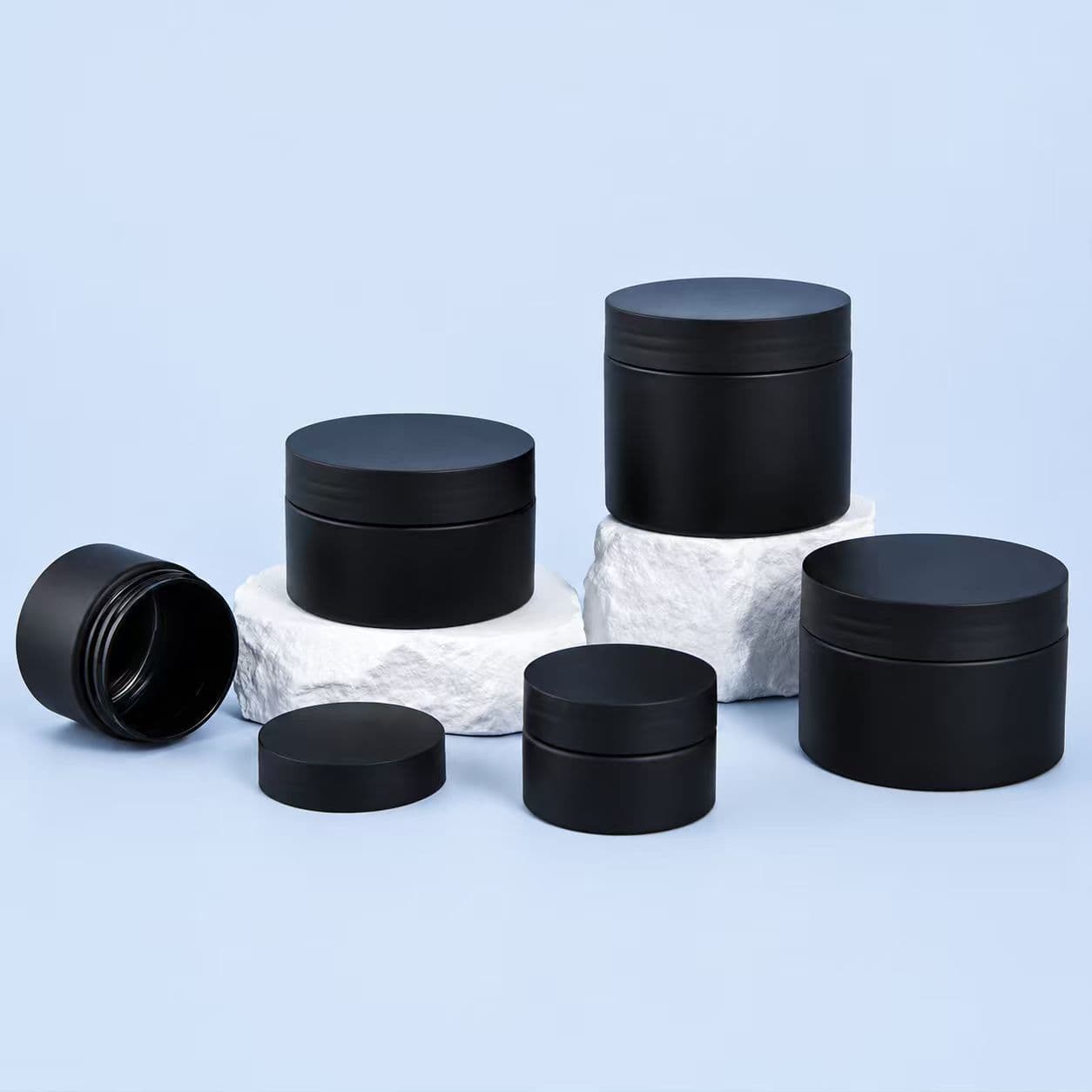 In Stock 30g 50g Black Matte Cream Jar 100ml 120ml PET Plastic Wide Mouth Bottle Cosmetic Refill Container