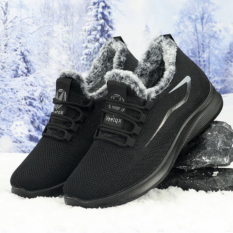 Winter Cotton Shoes for Middle-aged and Elderly Men, Old Beijing Cloth Shoes Men's Fleece-Lined Thick Warm Shoes for Seniors