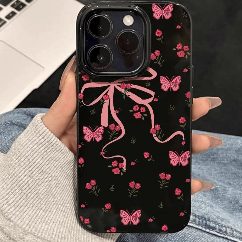 Full-Screen Flowers and Butterflies Jelly Phone Case for iPhone 17 Pro Max, Apple 16/15 New 14/13