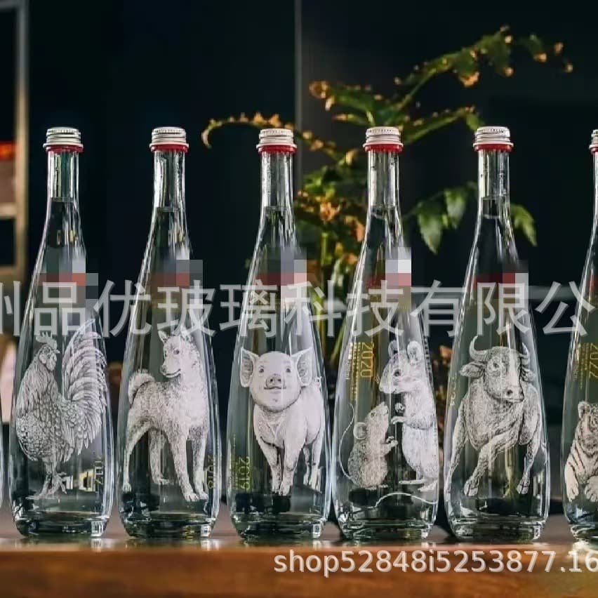 Factory Wholesale Birch Sap Glass Bottle Mineral Water Beverage Bottle Customizable with Logo, Frosted Spray, and Hot Stamping