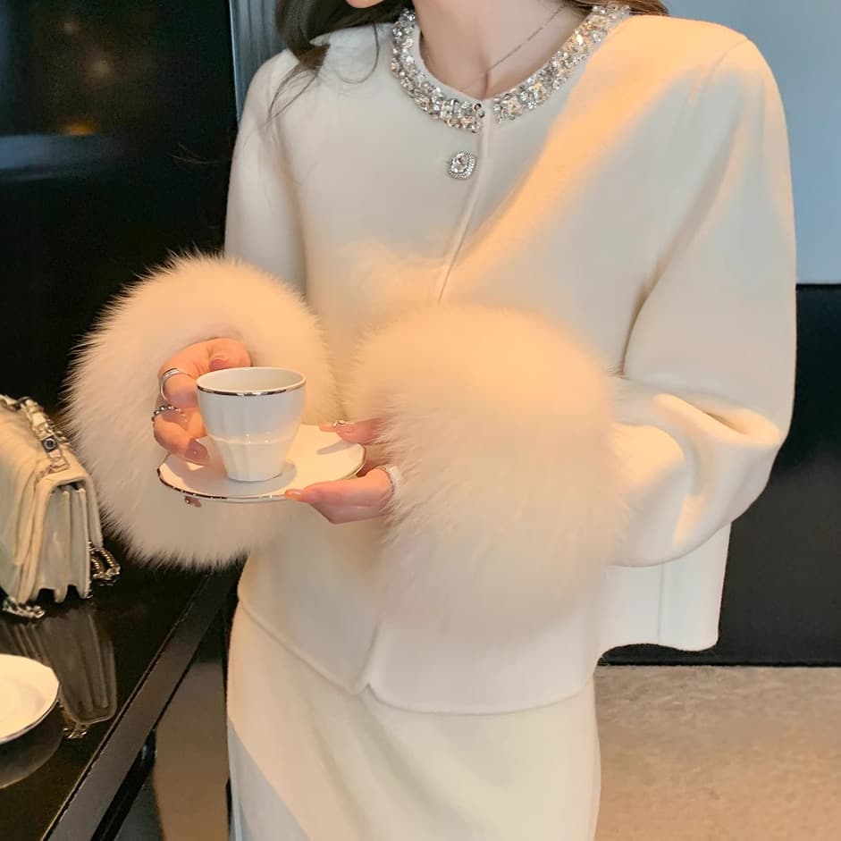 2026 Designer Wool Coat Set for Women Short Tweed Jacket with Double-Faced Skirt Autumn Winter 1890