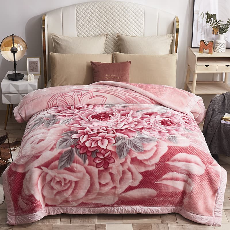 Autumn/Winter Thick Raschel Fleece Blanket, Double-Layer Warm Cover, Wedding Blanket, Bedding Red Marriage Throw