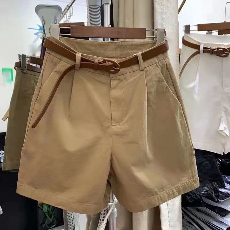 Women's Cotton Shorts 2026 Spring/Summer Korean New Loose High-Waist Wide-Leg Thin Casual Bermuda Shorts
