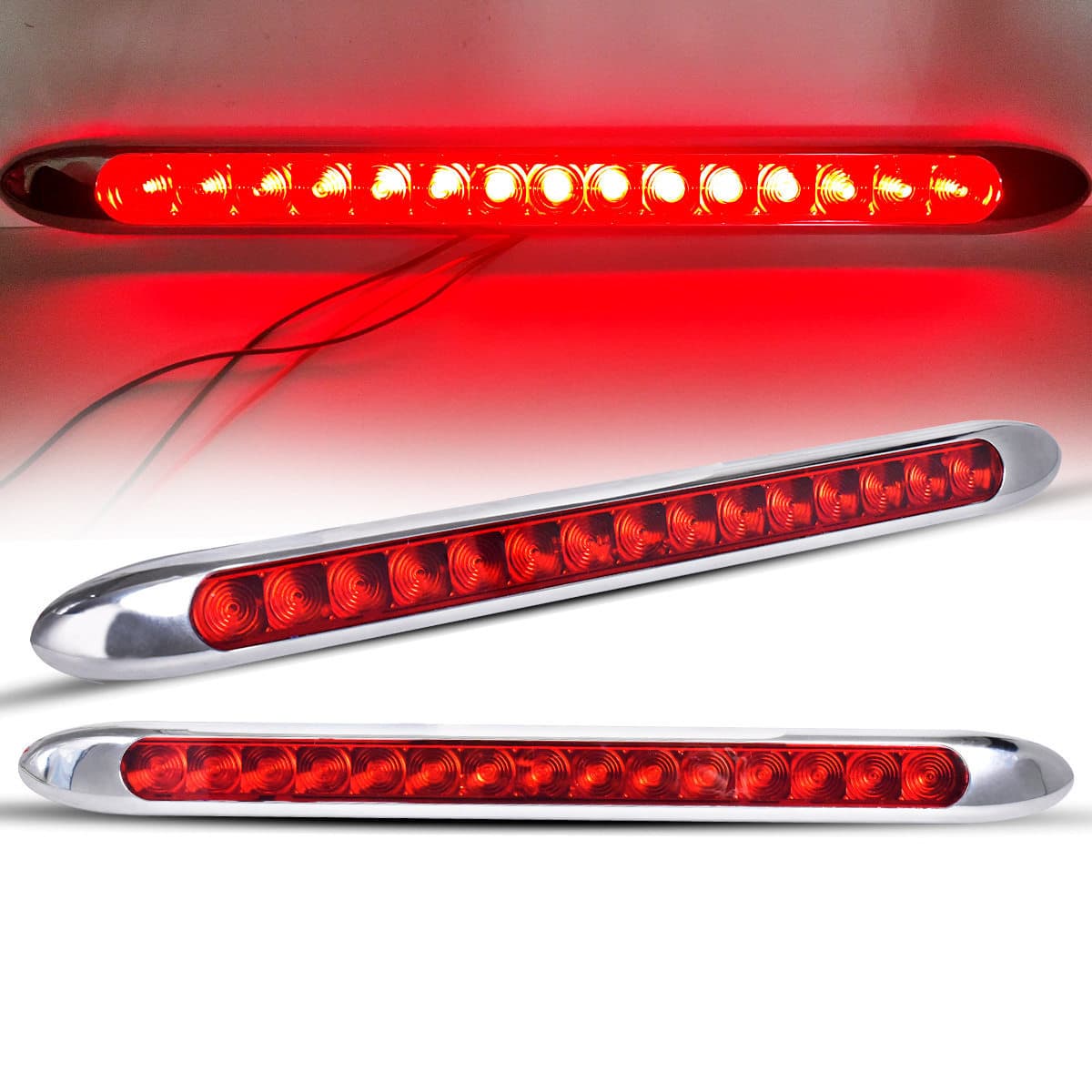 Universal 42cm Long Strip High-Brightness Brake Light, 12-24V for Trucks and Buses, General Rear Tail Navigation Light
