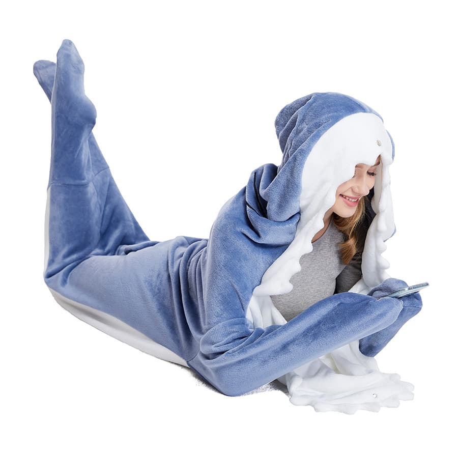 Shark Pajamas IZG Funny Shark Sleeping Bag Flannel Blanket Shark Home Outfit Shark Onesie