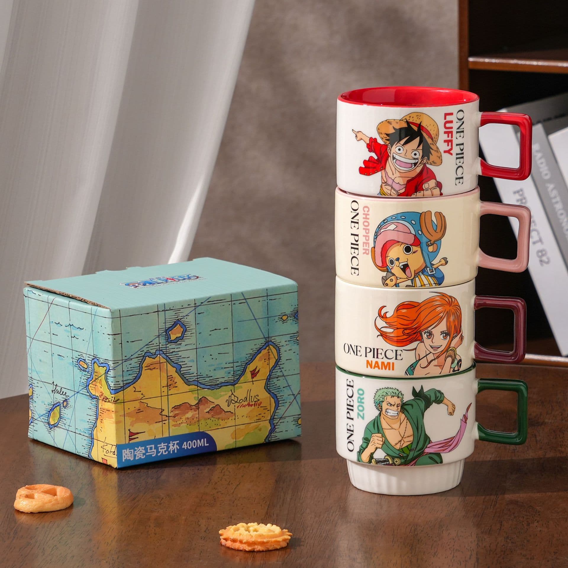 One Piece Ceramic Mug Cartoon High Appearance Home Coffee Cup Stackable Cup Anime Merchandise Gift
